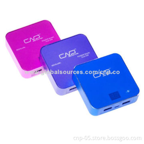 6,600mAh External Power Banks for iPhone and Smartphones with Dual USB Output, 5V/1.5A Output